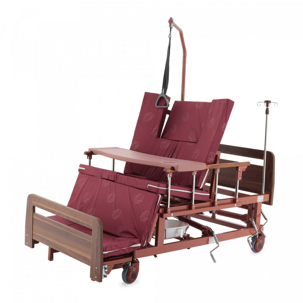 Кровать для лежачих больных механическая Мед-Мос E-45A (ЛДСП венге) с матрасом